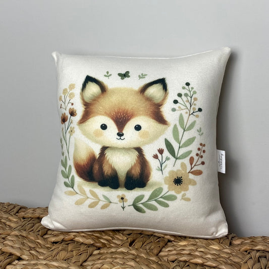 Forest Friends Fox mini pillow, 12" x 12"