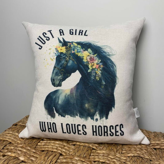 Girl Who Loves Horses pillow 18" x 18"