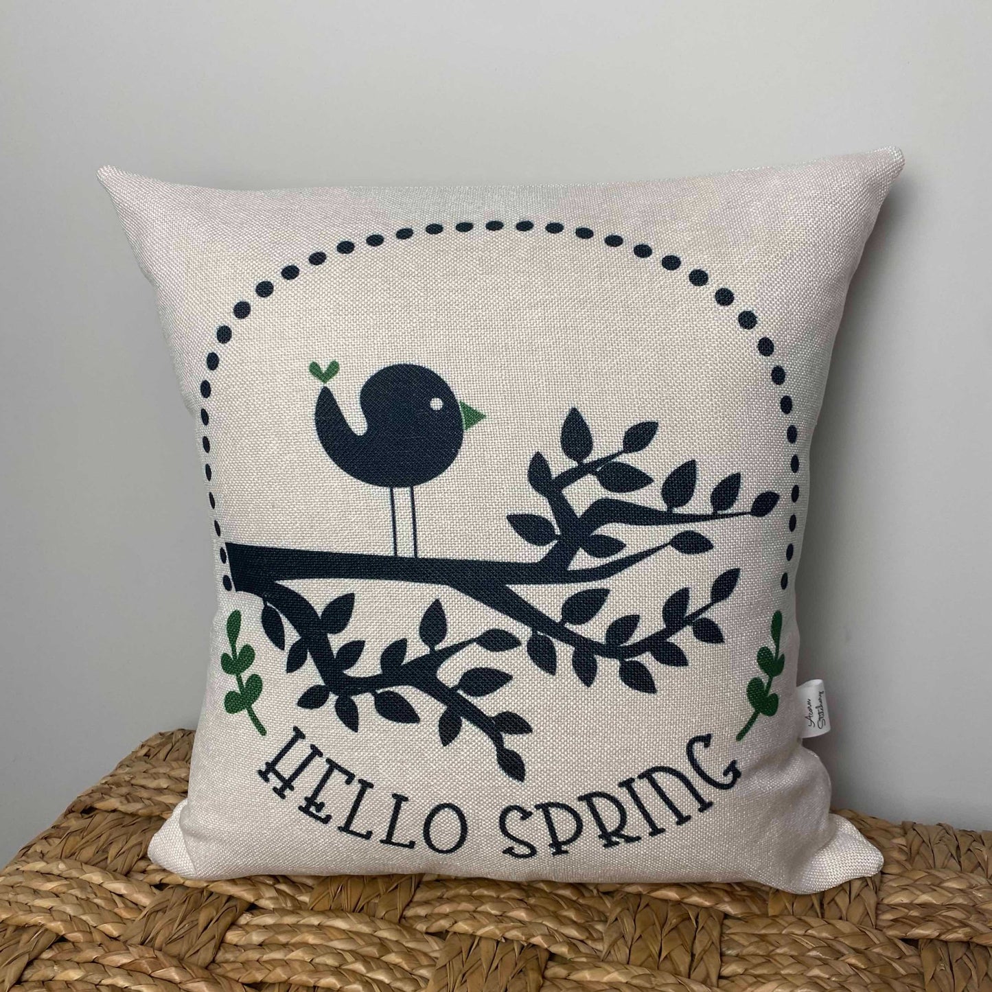 Hello Spring Bird pillow 18" x 18"