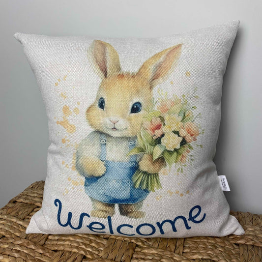 Welcome Bunny pillow 18" x 18"